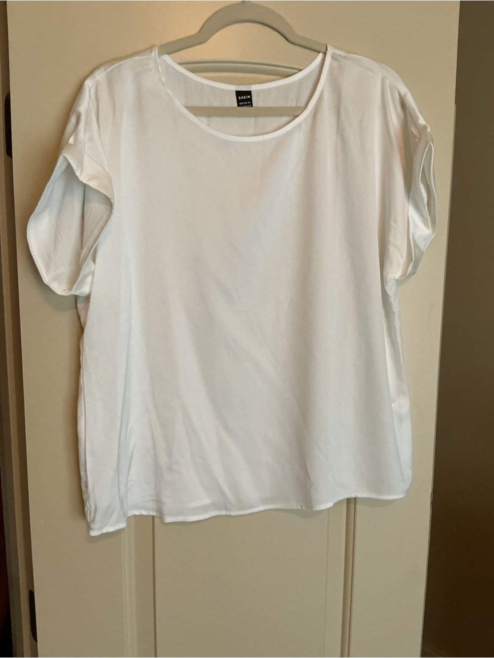 White Short-Sleeve Scoop Neck Top - Women